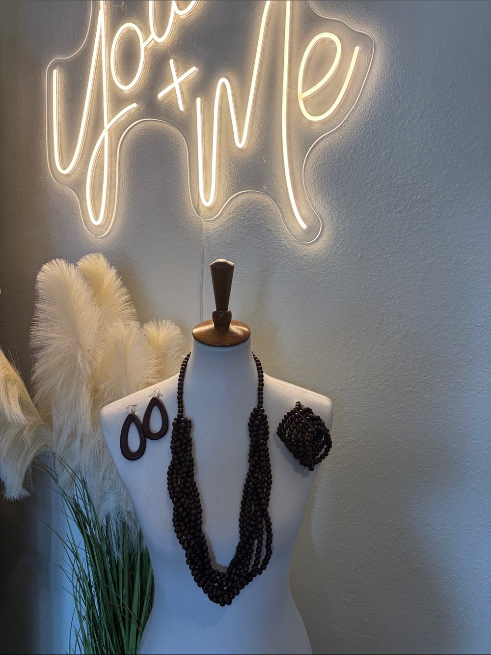 Dark Brown Beaded Necklace/Earring/Bracelet Set